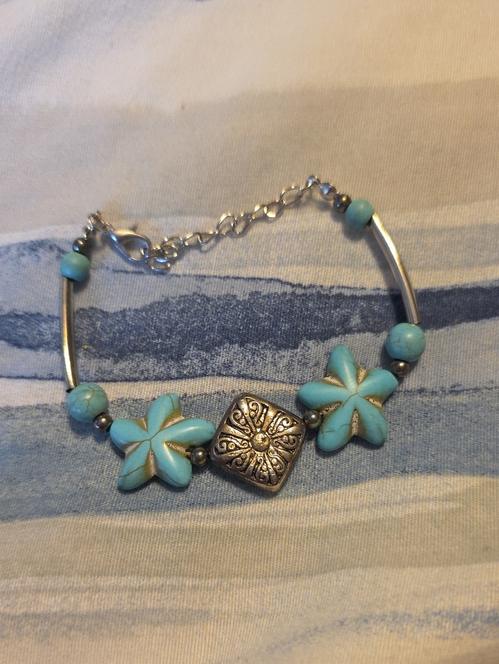 Turquoise Floral Bead Bracelet - Women Jewelry